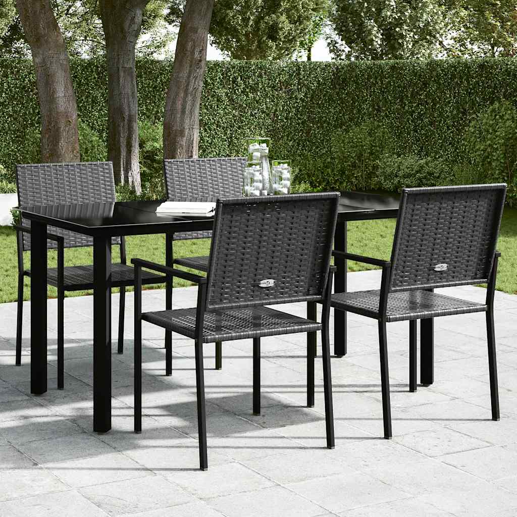 vidaXL Garten-Esstisch Schwarz 160x80x74 cm Stahl und Hartglas