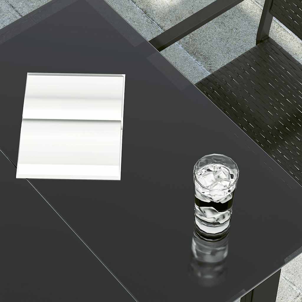 vidaXL Garten-Esstisch Schwarz 160x80x74 cm Stahl und Hartglas