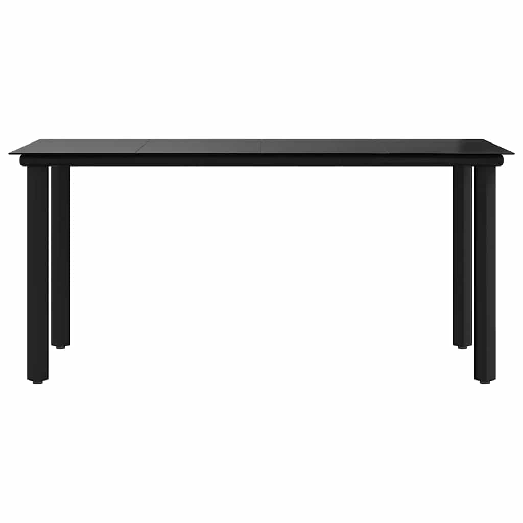 vidaXL Garten-Esstisch Schwarz 160x80x74 cm Stahl und Hartglas