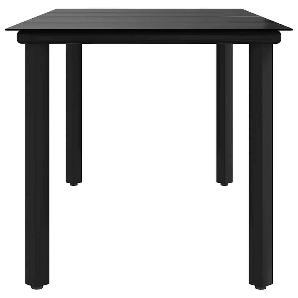 vidaXL Garten-Esstisch Schwarz 160x80x74 cm Stahl und Hartglas