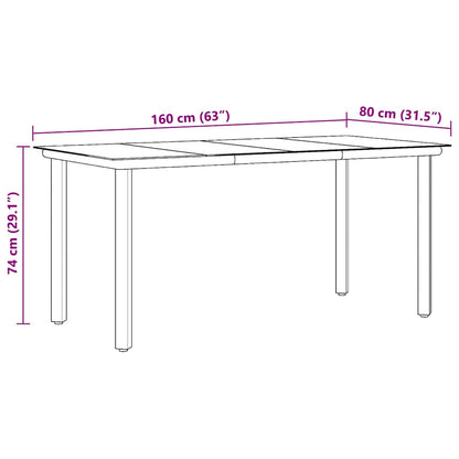 vidaXL Garten-Esstisch Schwarz 160x80x74 cm Stahl und Hartglas