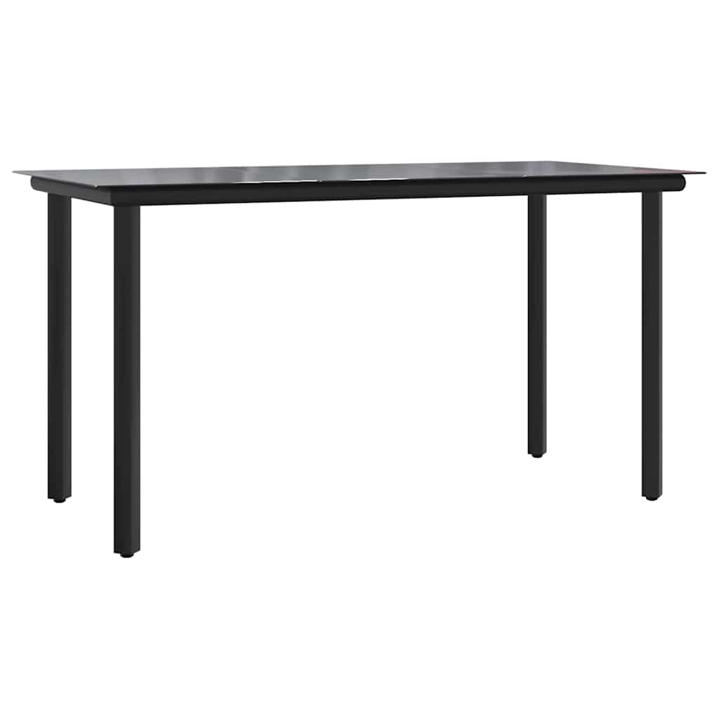 vidaXL Table de salle à manger de jardin noir 200x100x74 cm acier et verre trempé