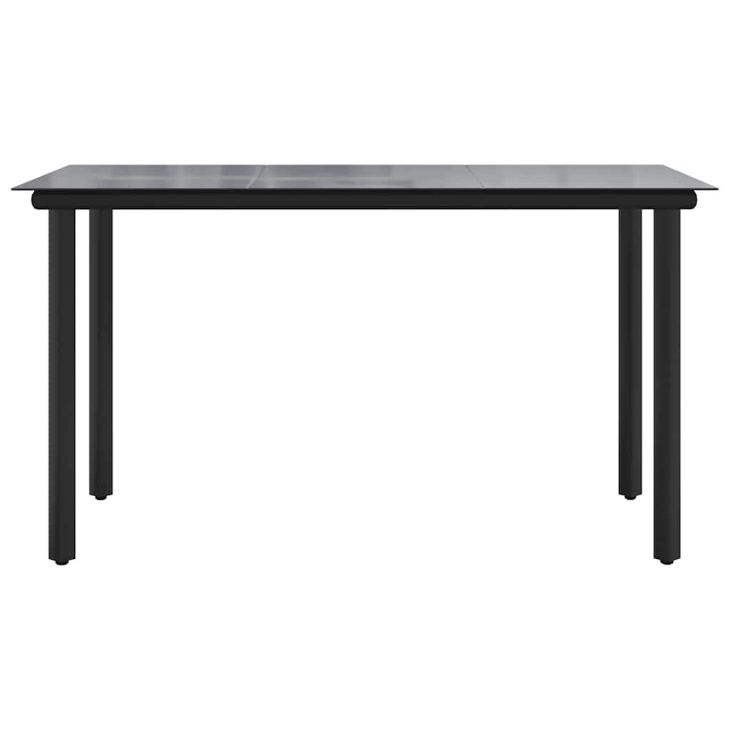 vidaXL Table de salle à manger de jardin noir 200x100x74 cm acier et verre trempé