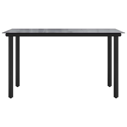 vidaXL Table de salle à manger de jardin noir 200x100x74 cm acier et verre trempé