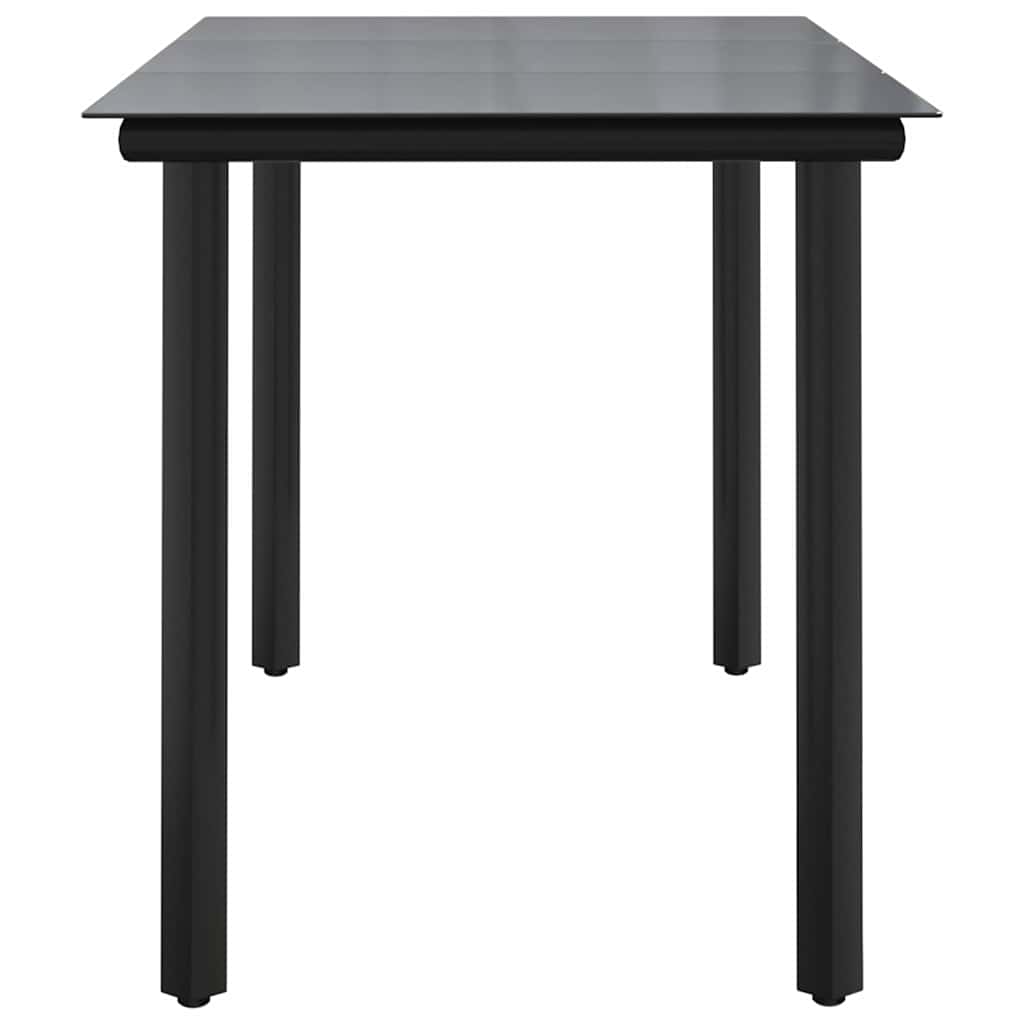 vidaXL Table de salle à manger de jardin noir 200x100x74 cm acier et verre trempé