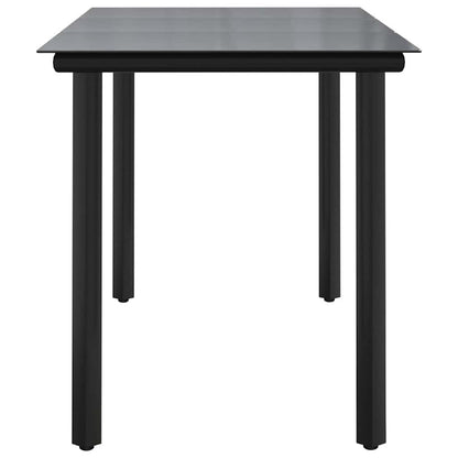 vidaXL Table de salle à manger de jardin noir 200x100x74 cm acier et verre trempé