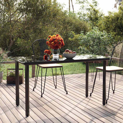 vidaXL Table de salle à manger de jardin noir 200x100x74 cm acier et verre trempé