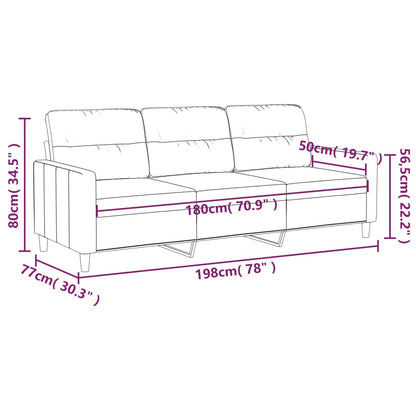 vidaXL 3-Sitzer-Sofa Hellgrau 180 cm Stoff