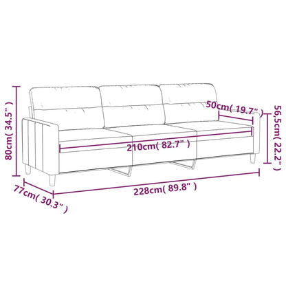 vidaXL 3-Sitzer-Sofa Dunkelgrau 210 cm Stoff