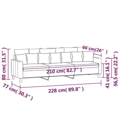 vidaXL 3-Sitzer-Sofa Hellgrau 210 cm Stoff