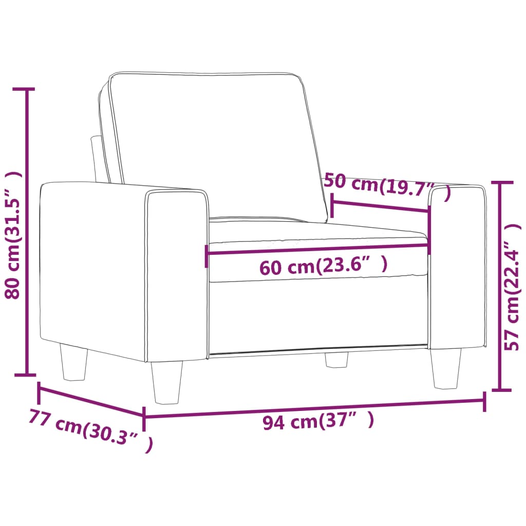 vidaXL Sessel Hellgrau 60 cm Mikrofasergewebe