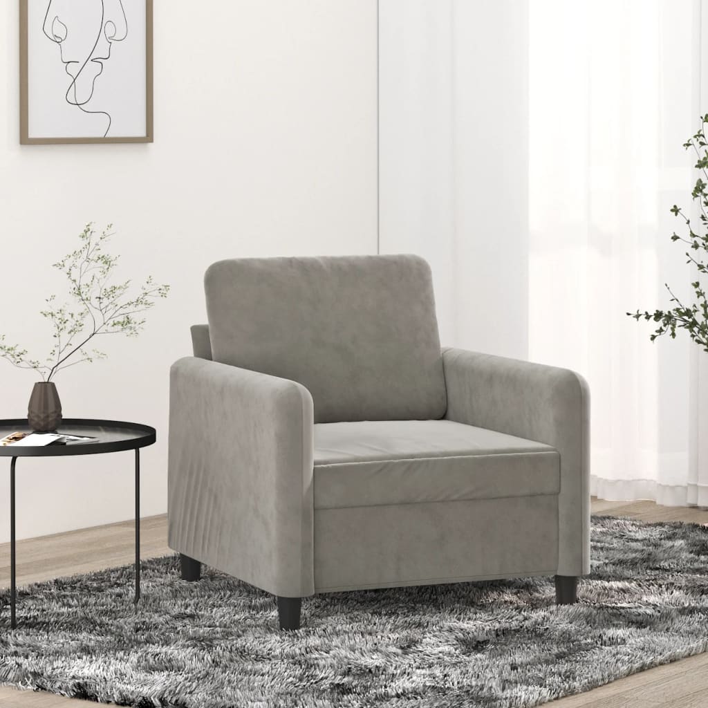 vidaXL Sessel Hellgrau 60 cm Samt