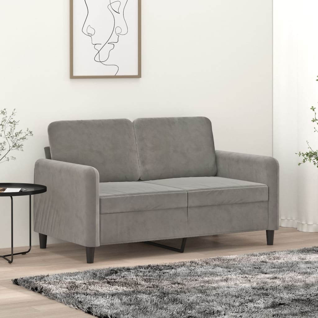 vidaXL 2-Sitzer-Sofa Hellgrau 120 cm Samt