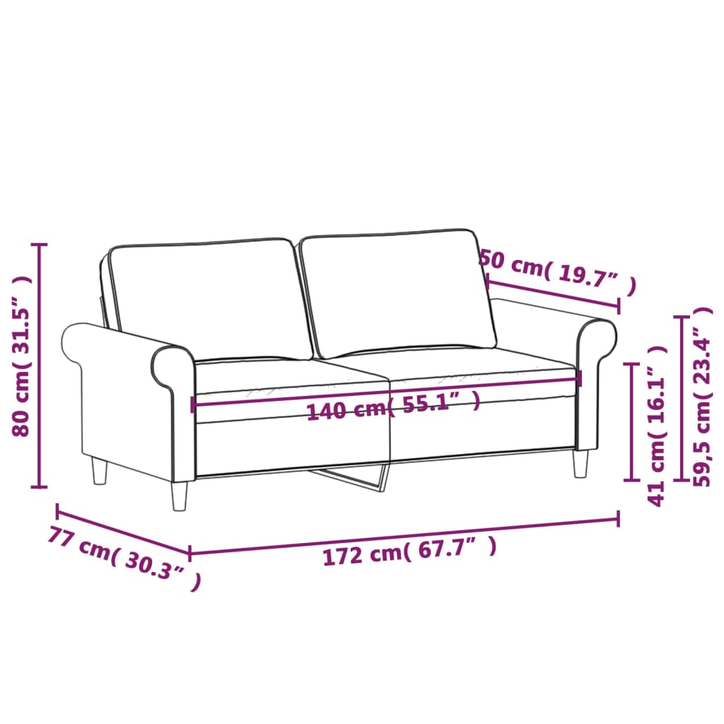 vidaXL 2-Sitzer-Sofa Dunkelgrau 140 cm Stoff