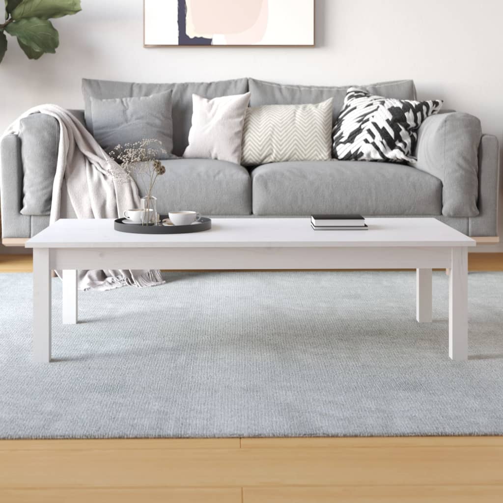 vidaXL Couchtisch Weiß 110x50x30 cm Massivholz Kiefer