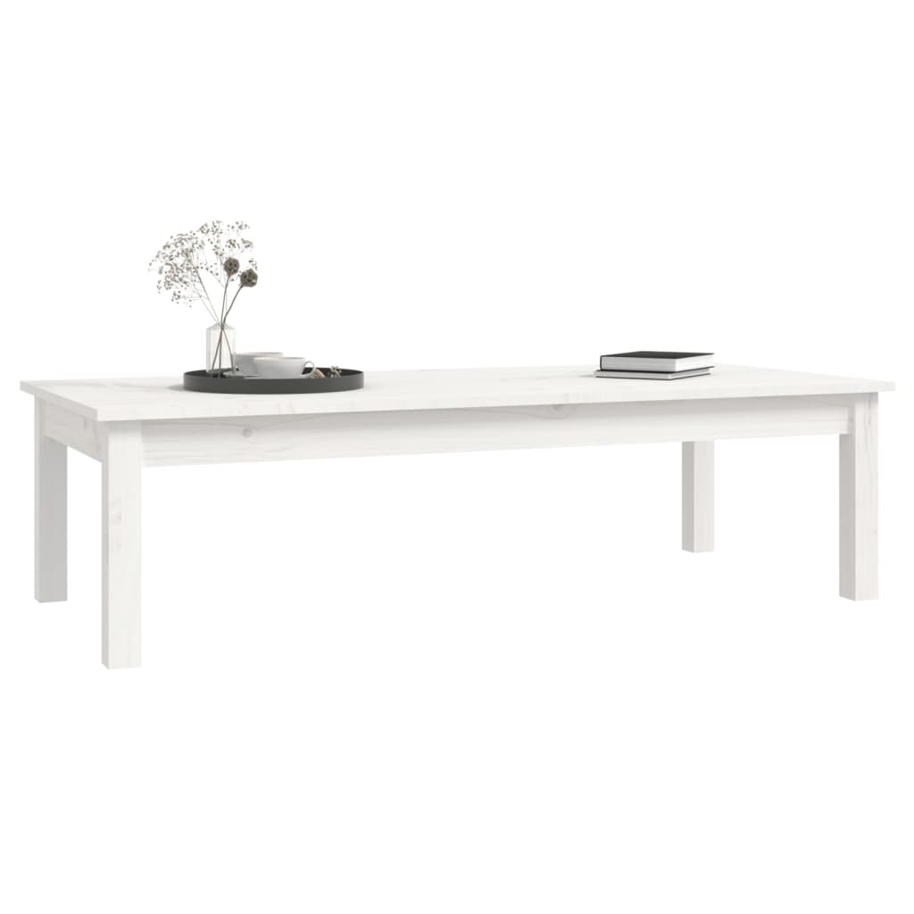 vidaXL Couchtisch Weiß 110x50x30 cm Massivholz Kiefer