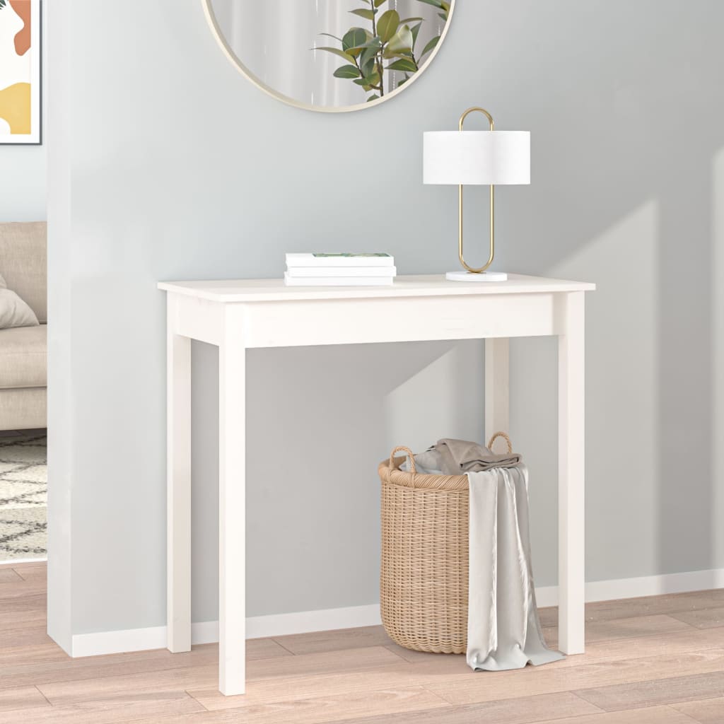 vidaXL Table Console Blanche 80x40x75 cm Bois de Pin Massif