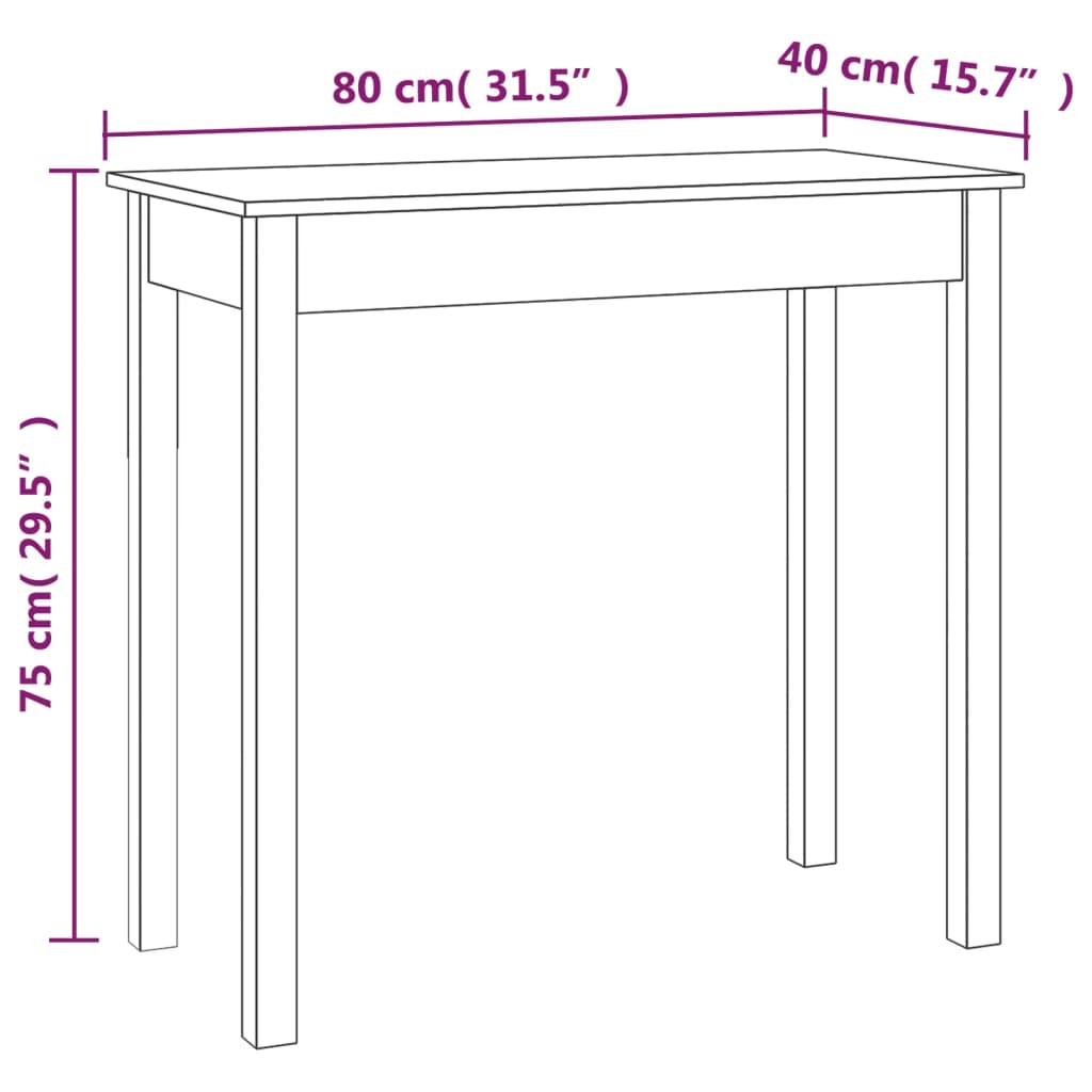 vidaXL Table Console Blanche 80x40x75 cm Bois de Pin Massif