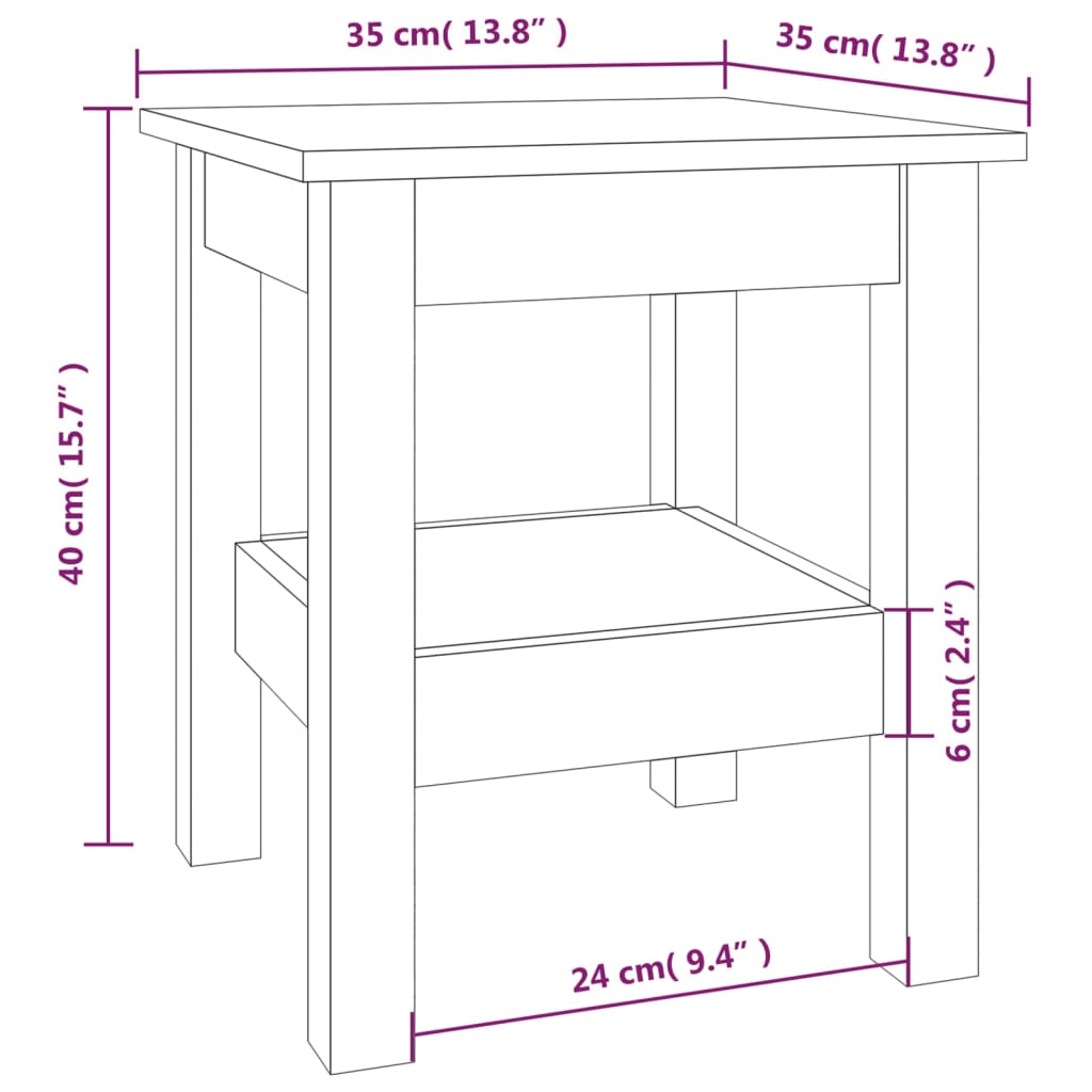 vidaXL Couchtisch Grau 35x35x40 cm Massivholz Kiefer