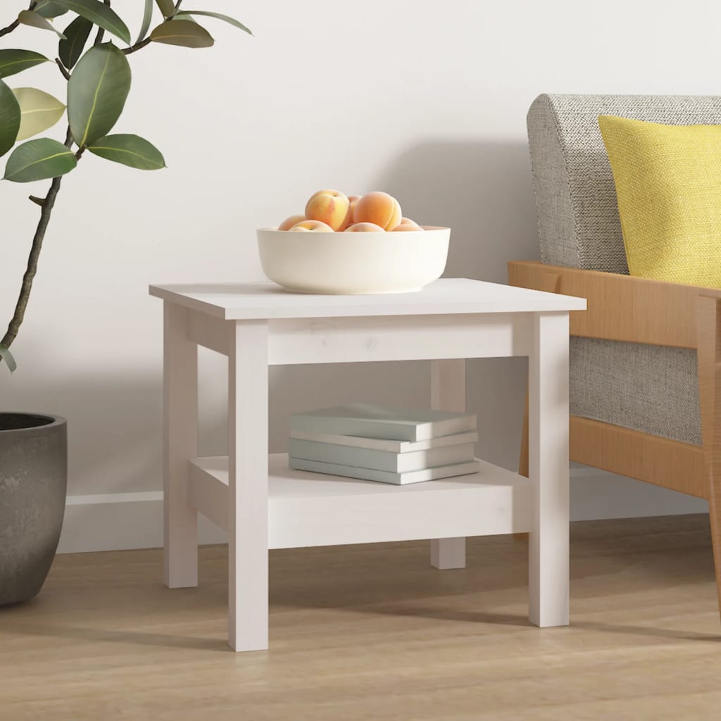 vidaXL Couchtisch Weiß 45 x 45 x 40 cm Massivholz Kiefer