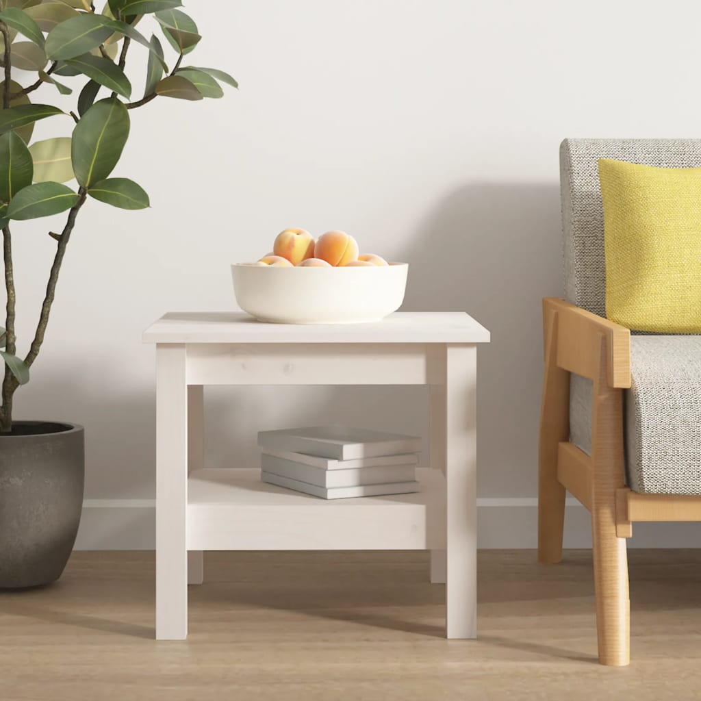 vidaXL Couchtisch Weiß 45 x 45 x 40 cm Massivholz Kiefer