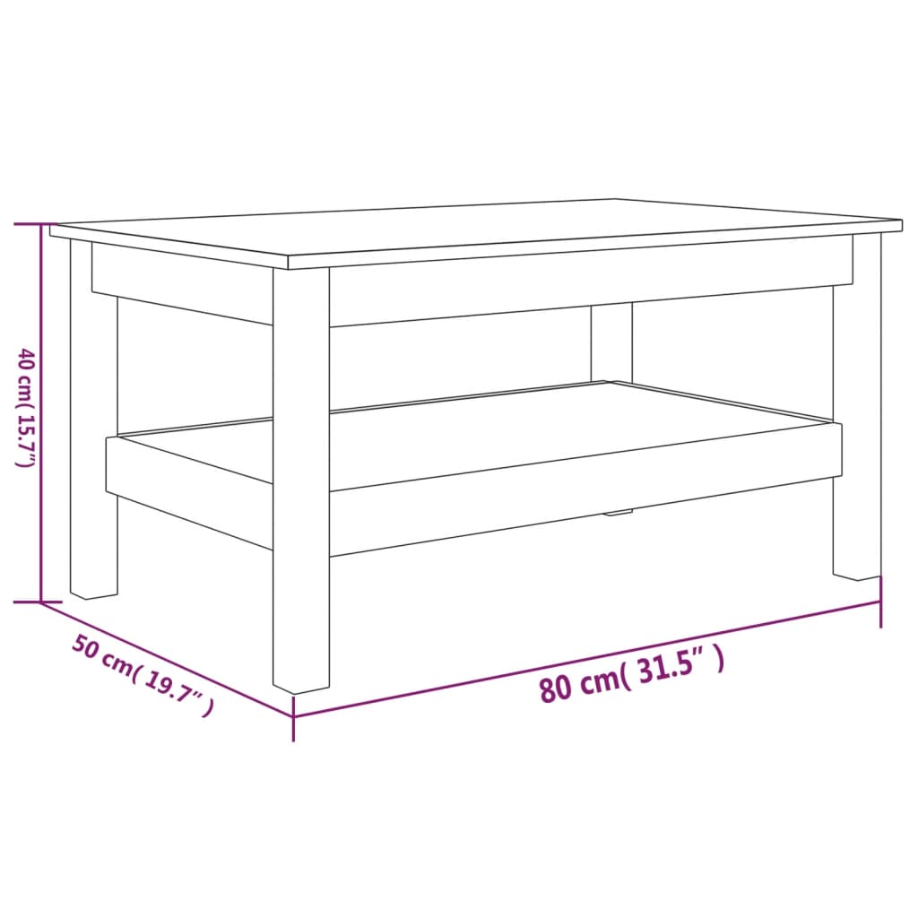 vidaXL Couchtisch 80x50x40 cm Massivholz Kiefer