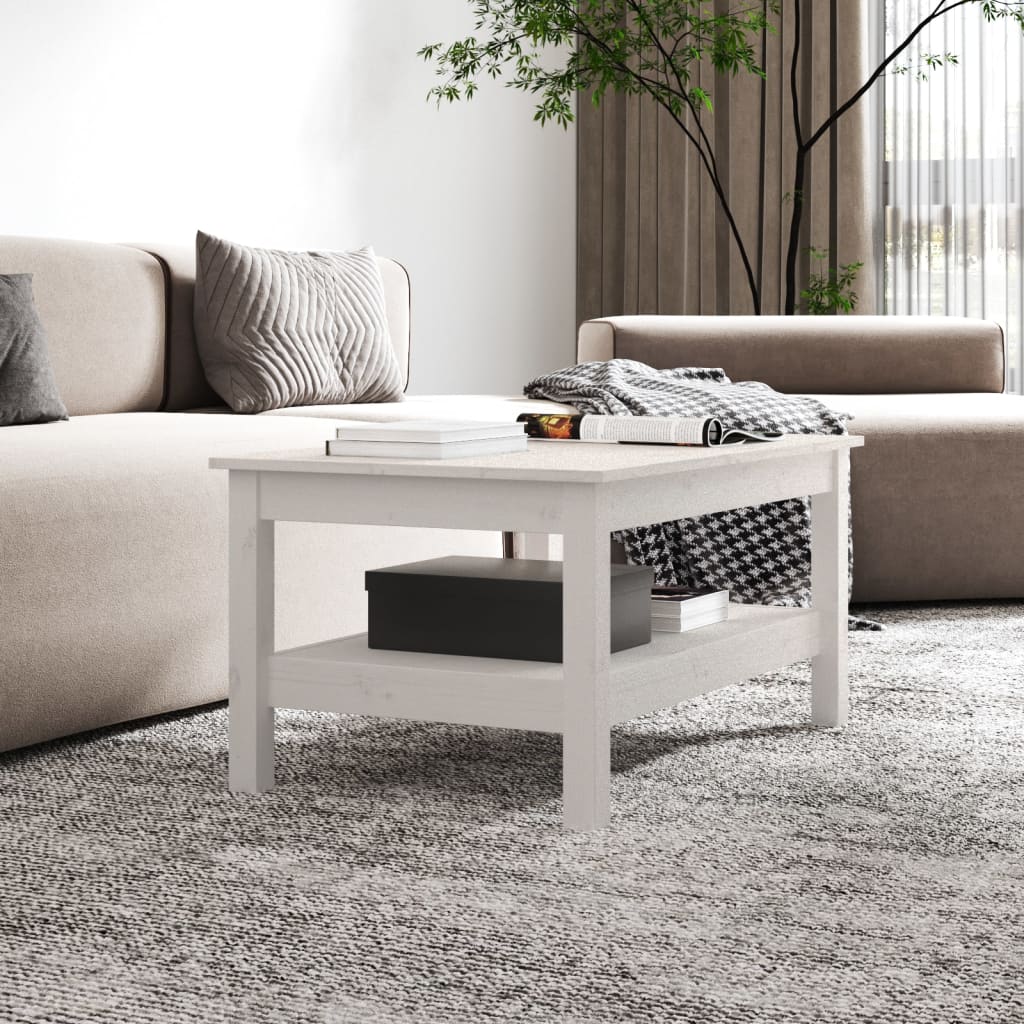 vidaXL Couchtisch Weiß 80x50x40 cm Massivholz Kiefer