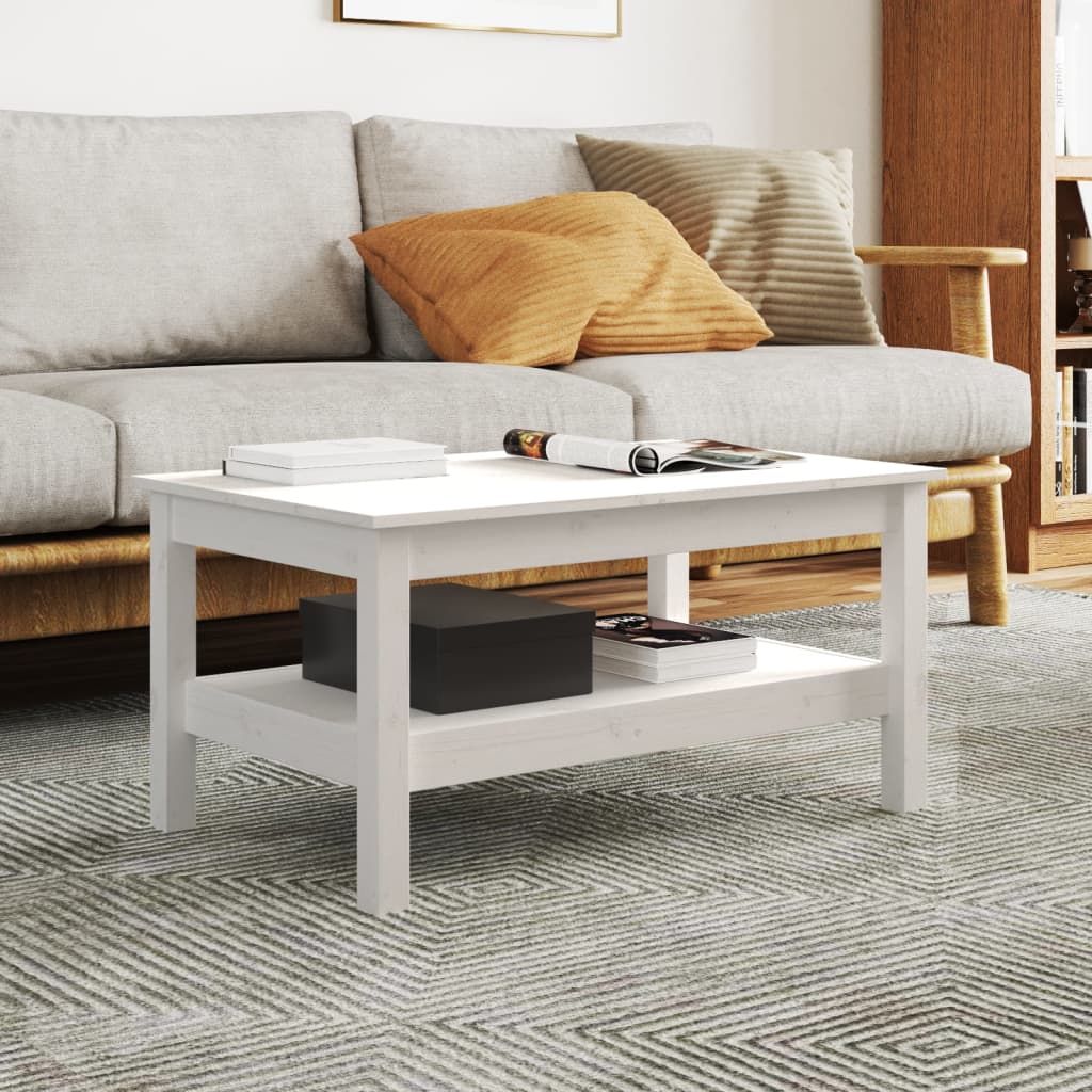 vidaXL Couchtisch Weiß 80x50x40 cm Massivholz Kiefer
