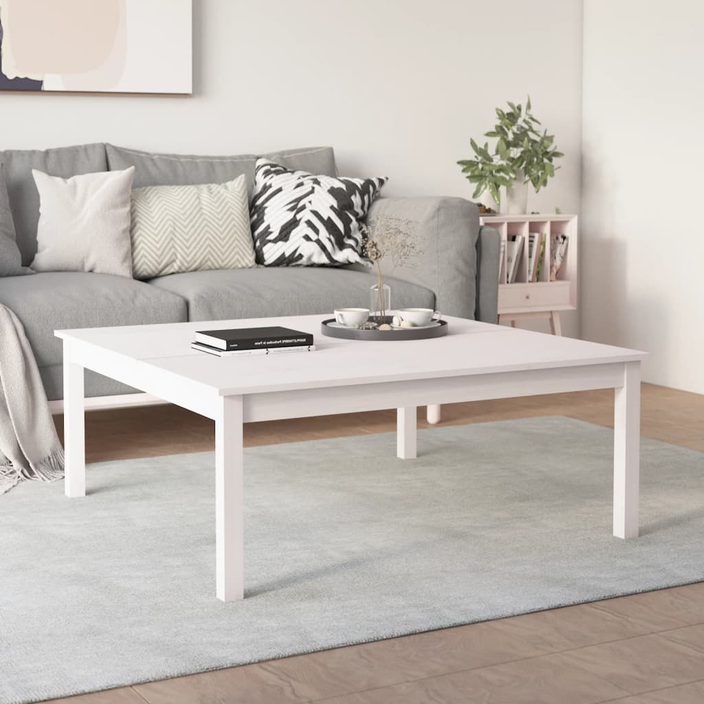 vidaXL Couchtisch Weiß 100x100x40 cm Massivholz Kiefer