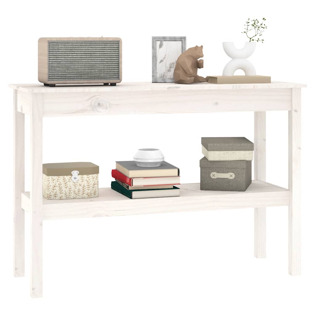 vidaXL Console blanche 110x40x75 cm en bois de pin massif
