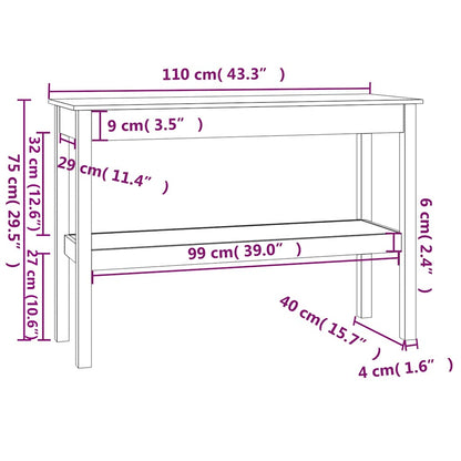 vidaXL Console blanche 110x40x75 cm en bois de pin massif