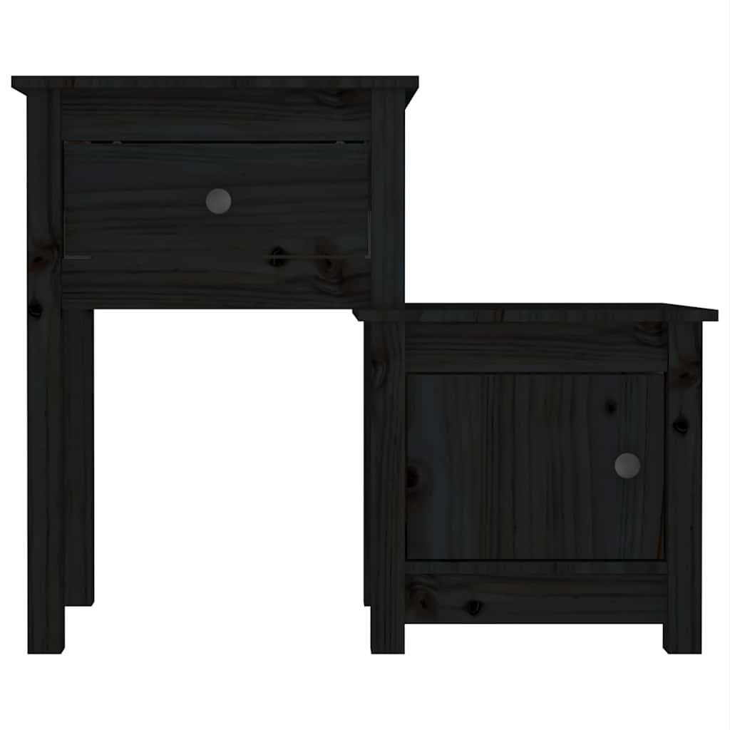 vidaXL Table de chevet Noir 79,5x38x65,5 cm Bois de pin massif