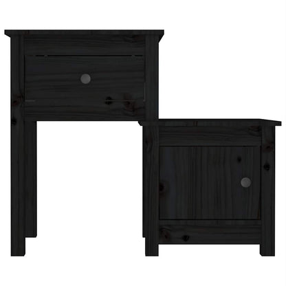 vidaXL Table de chevet Noir 79,5x38x65,5 cm Bois de pin massif