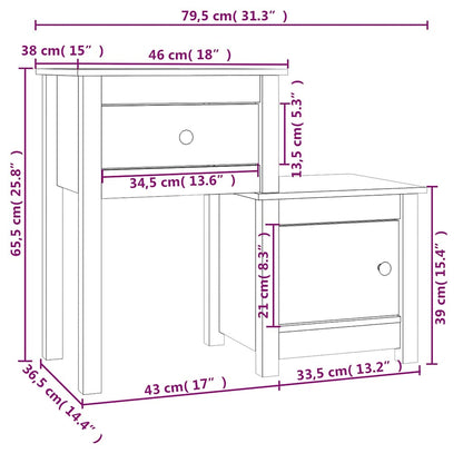 vidaXL Table de chevet Noir 79,5x38x65,5 cm Bois de pin massif