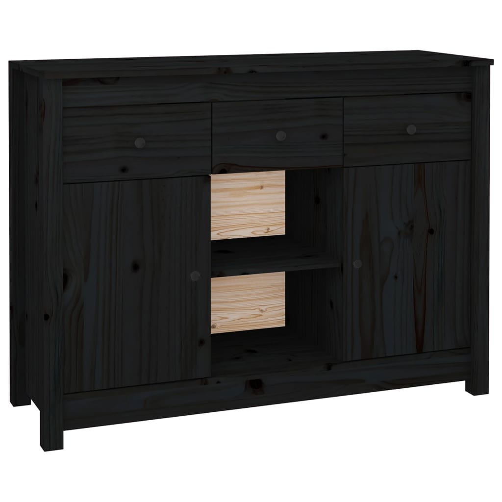 vidaXL Buffet noir 100x35x74,5 cm Bois de pin massif