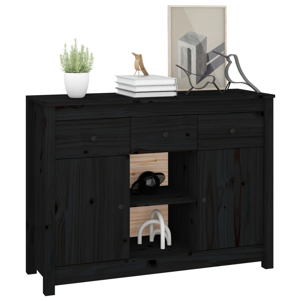 vidaXL Buffet noir 100x35x74,5 cm Bois de pin massif