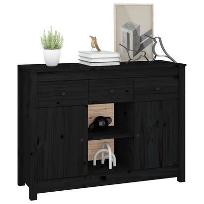 vidaXL Buffet noir 100x35x74,5 cm Bois de pin massif