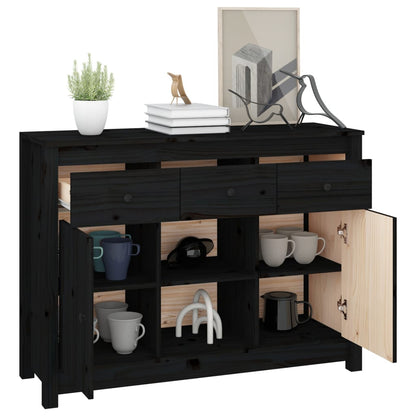 vidaXL Buffet noir 100x35x74,5 cm Bois de pin massif