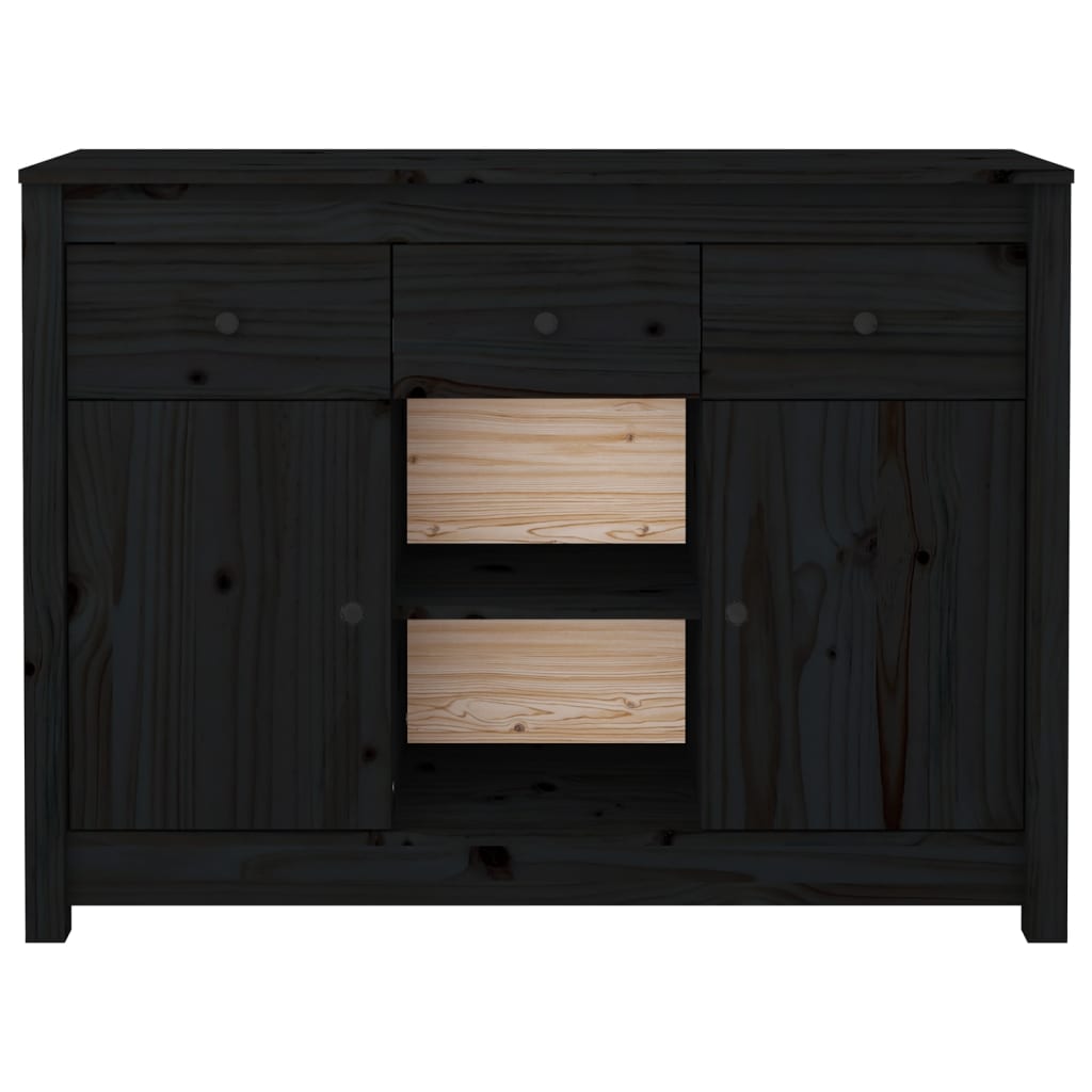 vidaXL Buffet noir 100x35x74,5 cm Bois de pin massif