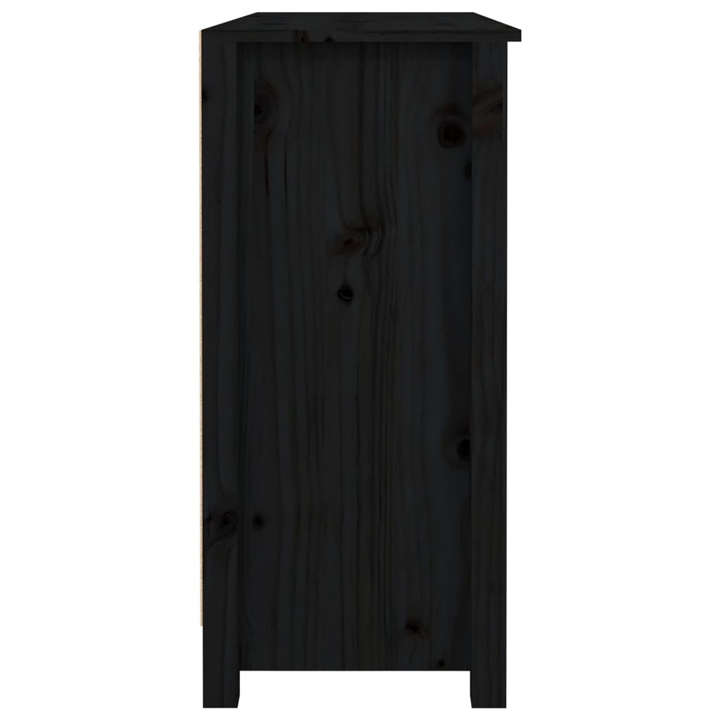 vidaXL Buffet noir 100x35x74,5 cm Bois de pin massif