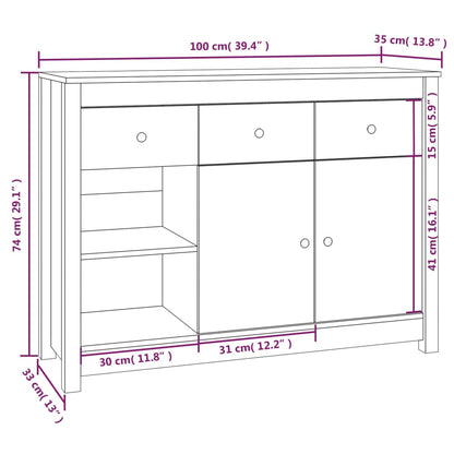 vidaXL Buffet 100x35x74 cm Bois de pin massif