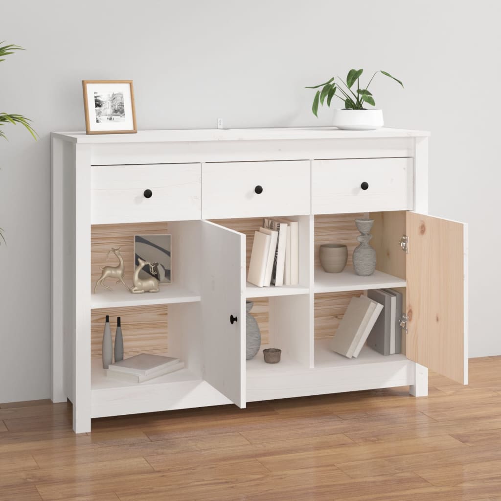 vidaXL Buffet blanc 100x35x74 cm Bois de pin massif