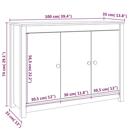 vidaXL Buffet blanc 100x35x74 cm Bois de pin massif