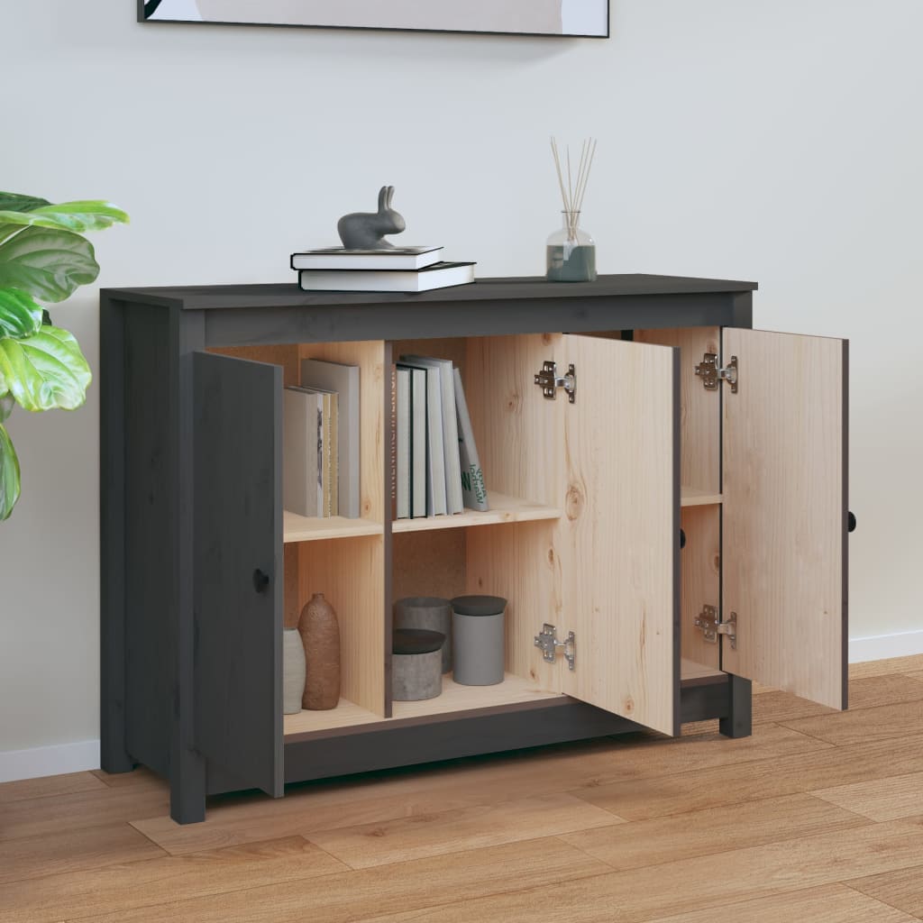 vidaXL Buffet gris 100x35x74 cm Bois de pin massif