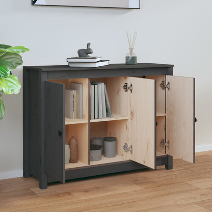 vidaXL Buffet gris 100x35x74 cm Bois de pin massif