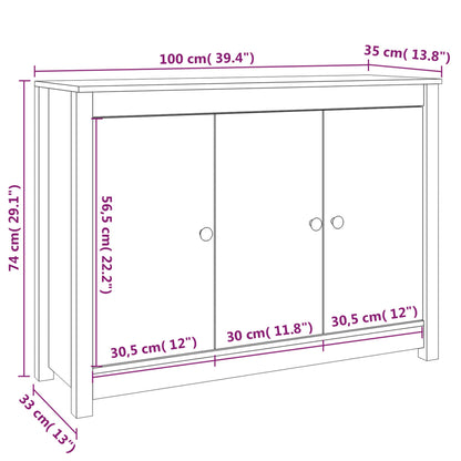 vidaXL Buffet gris 100x35x74 cm Bois de pin massif