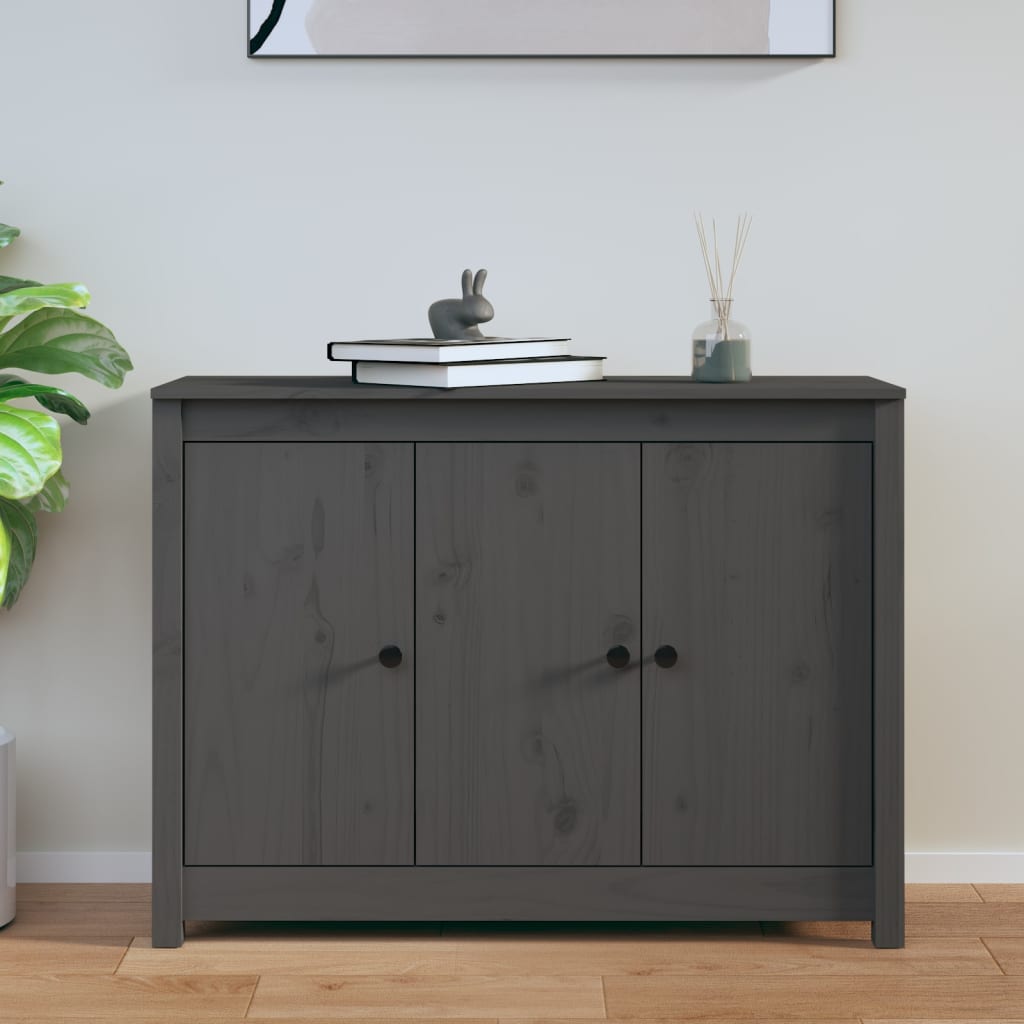 vidaXL Buffet gris 100x35x74 cm Bois de pin massif