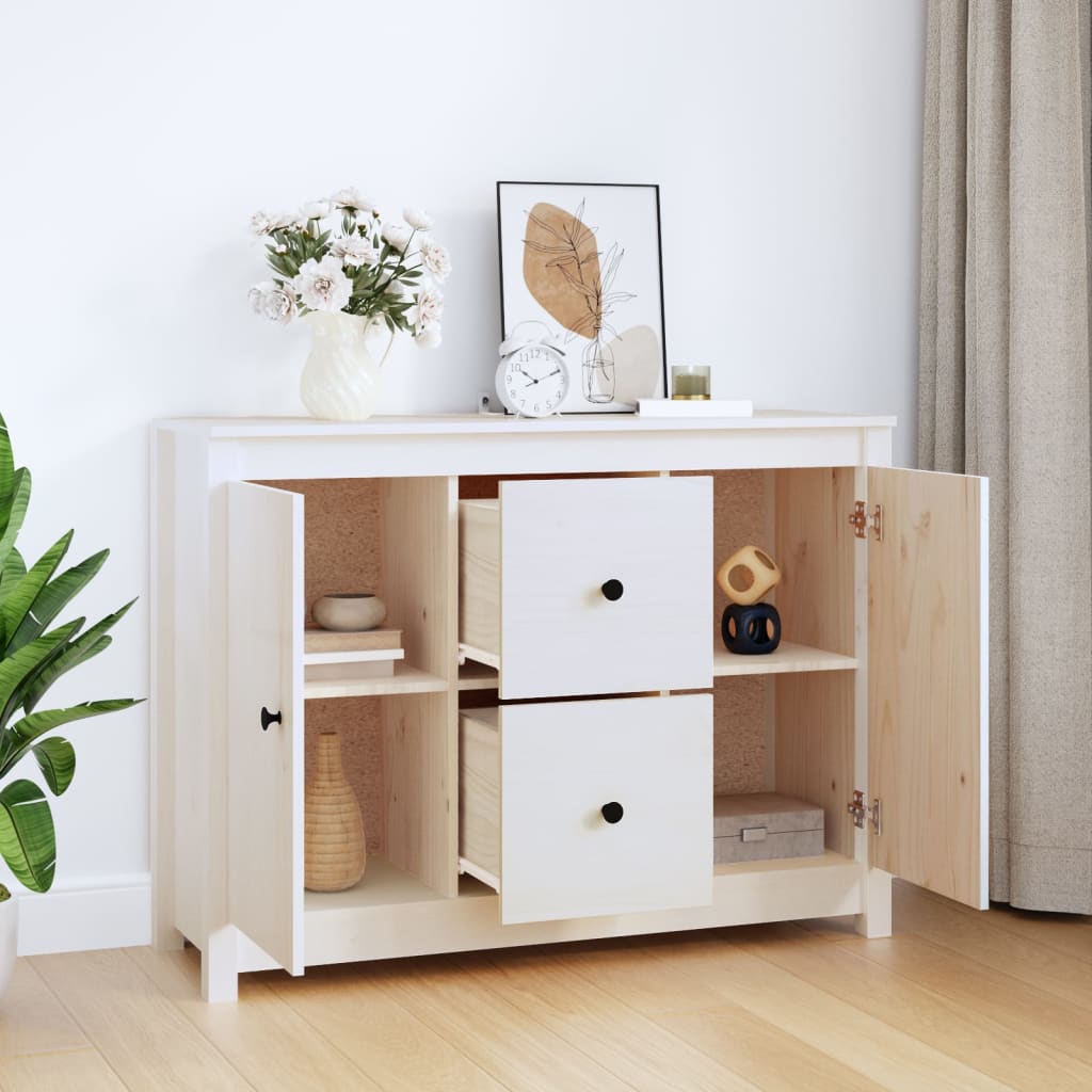 vidaXL Buffet blanc 100x35x74 cm Bois de pin massif