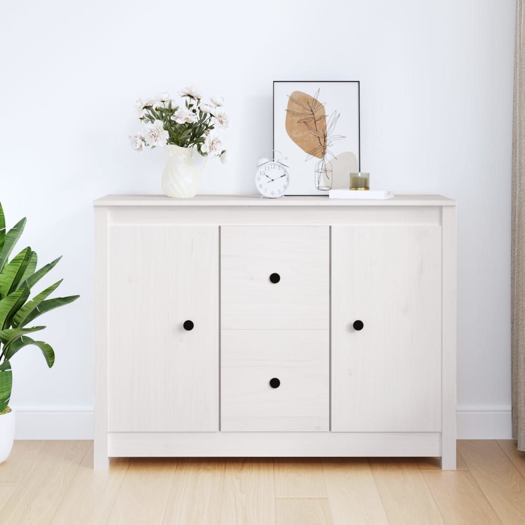vidaXL Buffet blanc 100x35x74 cm Bois de pin massif