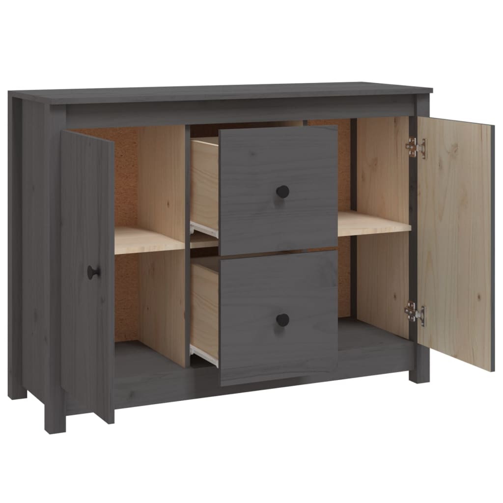 vidaXL Buffet gris 100x35x74 cm Bois de pin massif